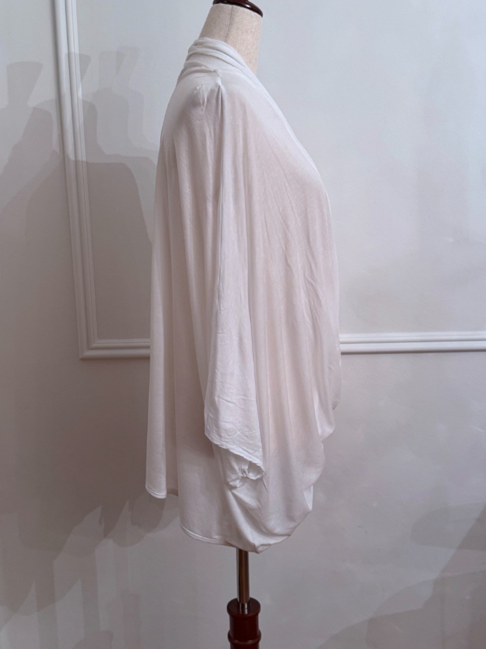 Helmut Lang White Draped Wrap Top Dolman Sleeve Asymmetric Hem Sz L - Picture 2 of 7